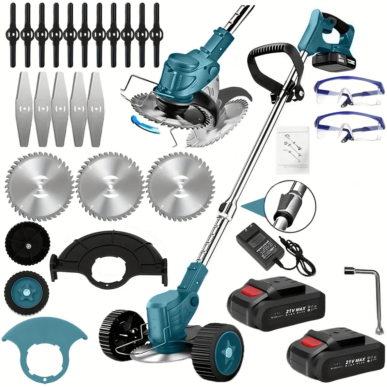 Cordless Lawn Trimmer And Edger With Brush Cutter For Garden