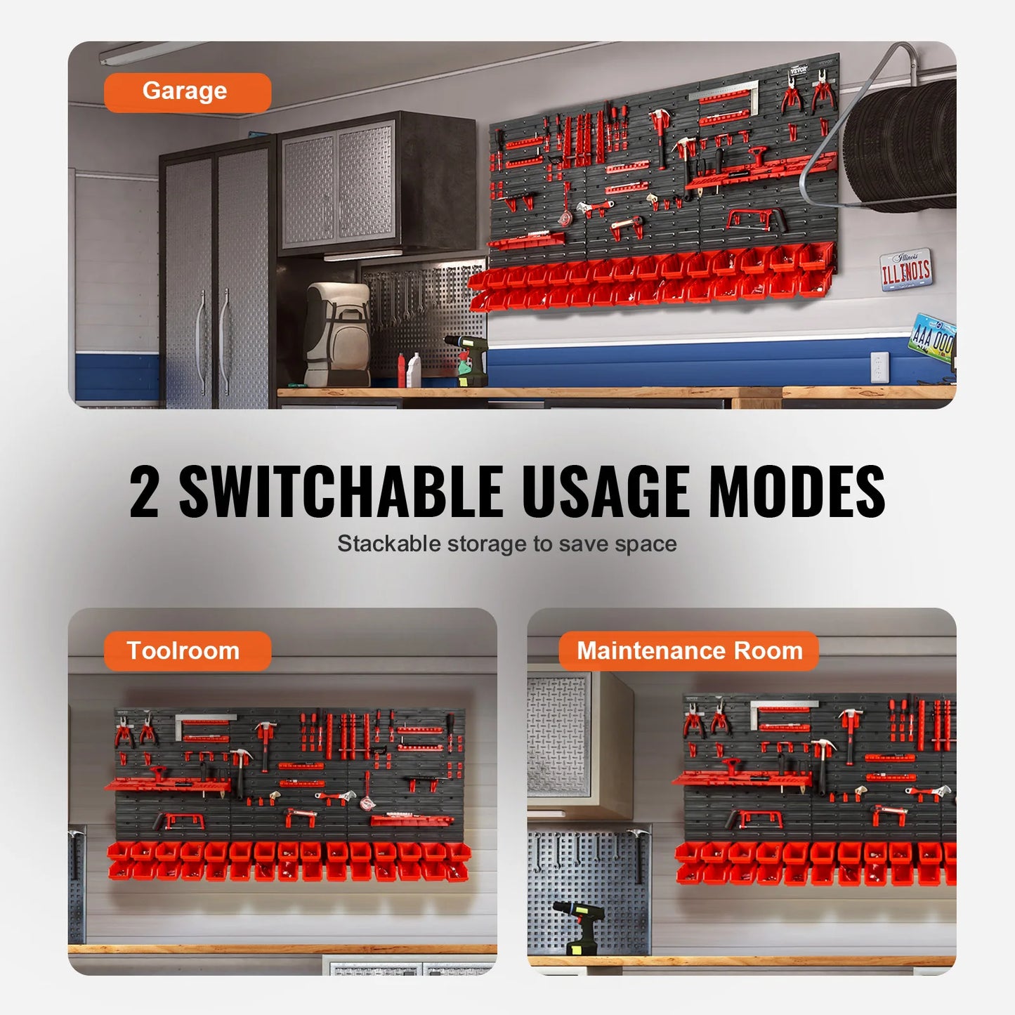 SucceBuy Wall Mounted Storage Bins 30/48 Bin Organizer For Garage
