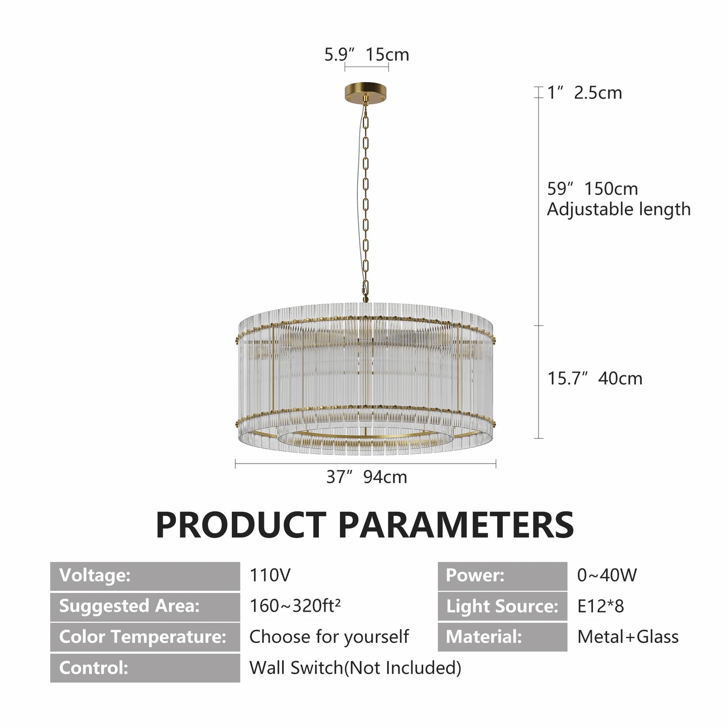 Zhikea Modern 8 Light Round Water Ripple Crystal Glass Chandelier