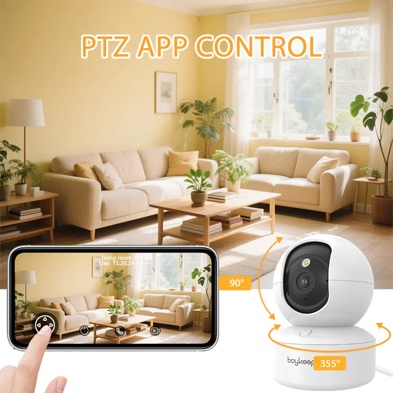BoyKeep 2K Indoor Night Vision Security Camera, 360 Pan Tilt