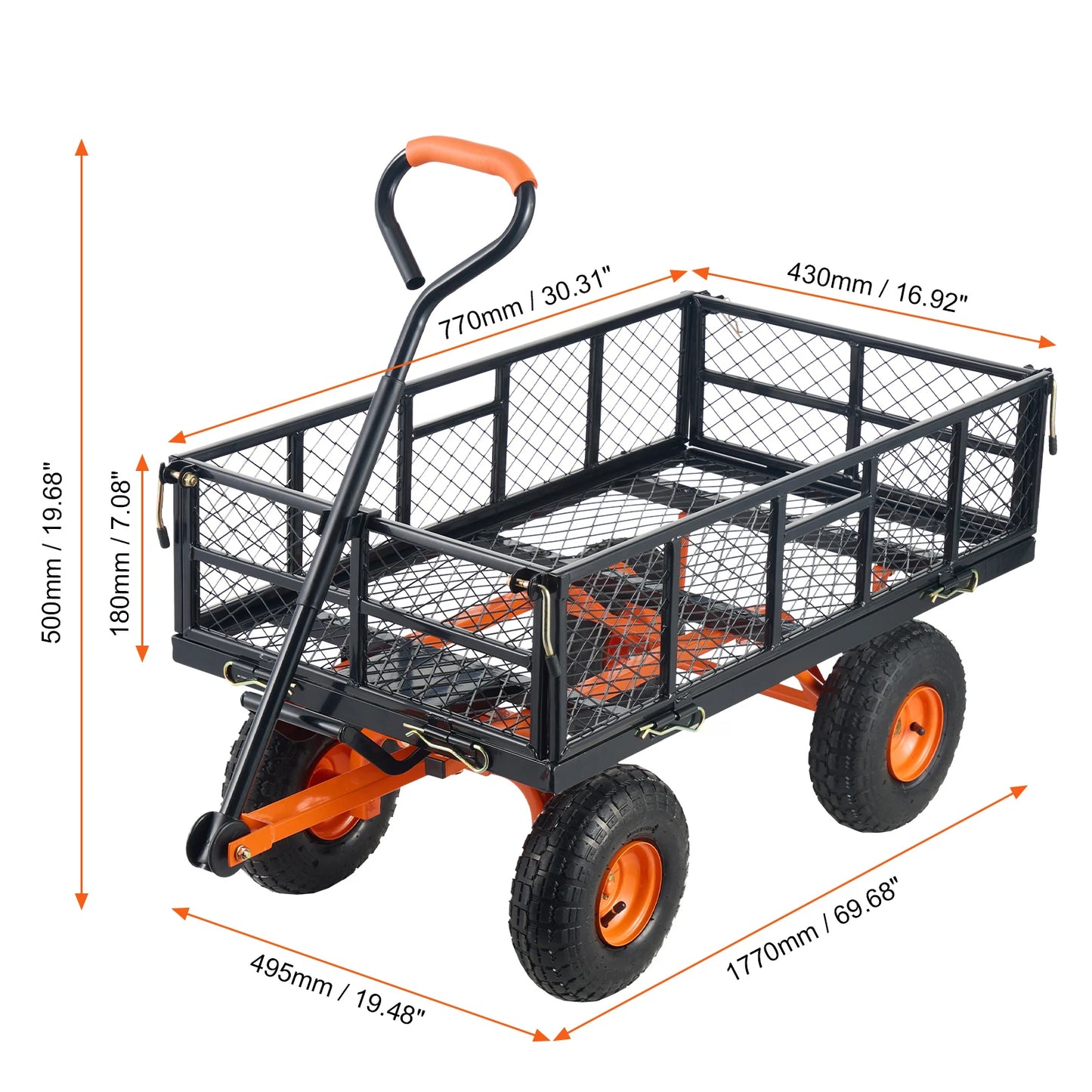 SucceBuy Garden Cart Utility Wagon With Dump Cart 880 Lb