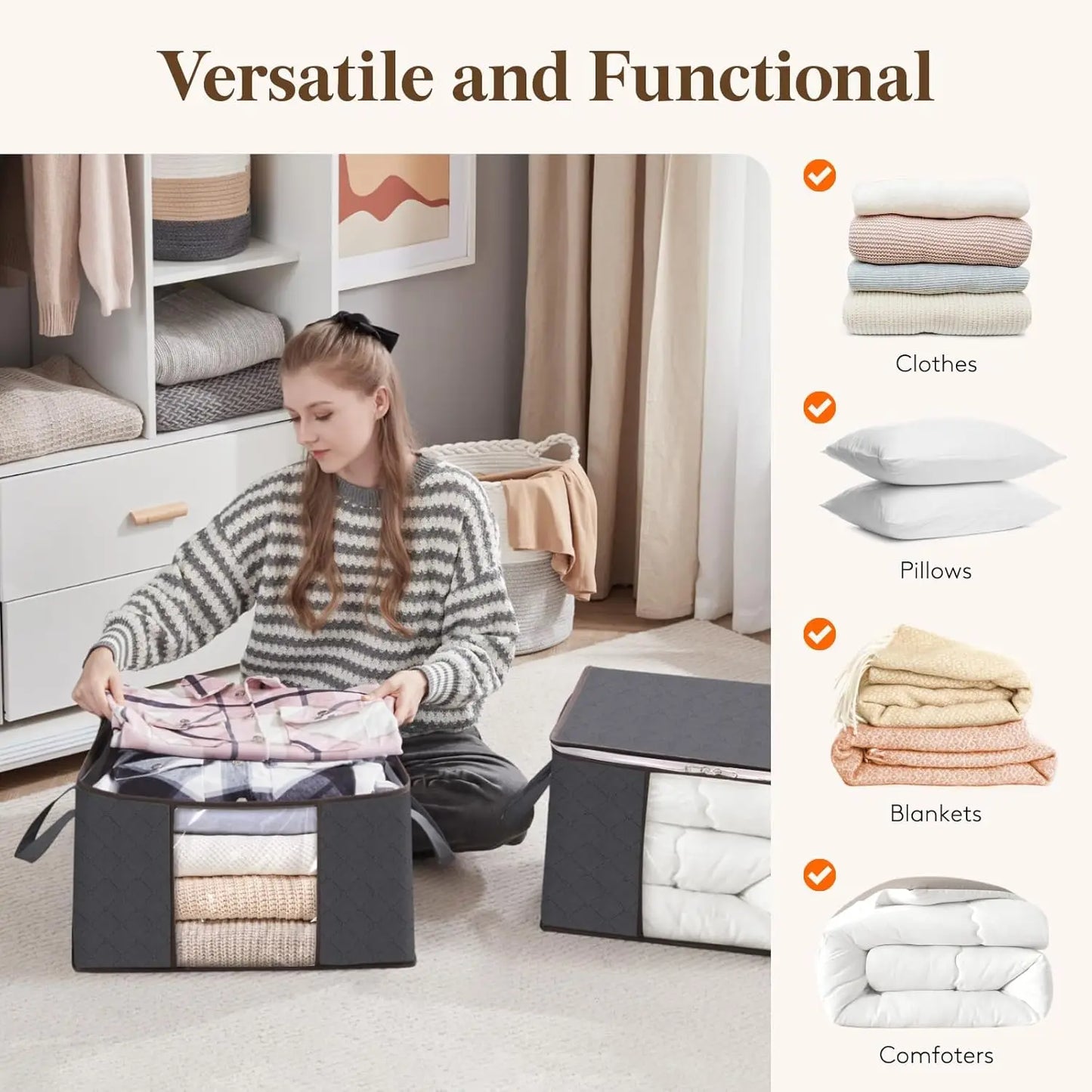 6 Pack Foldable Clothes Storage Bins With Lids And Window