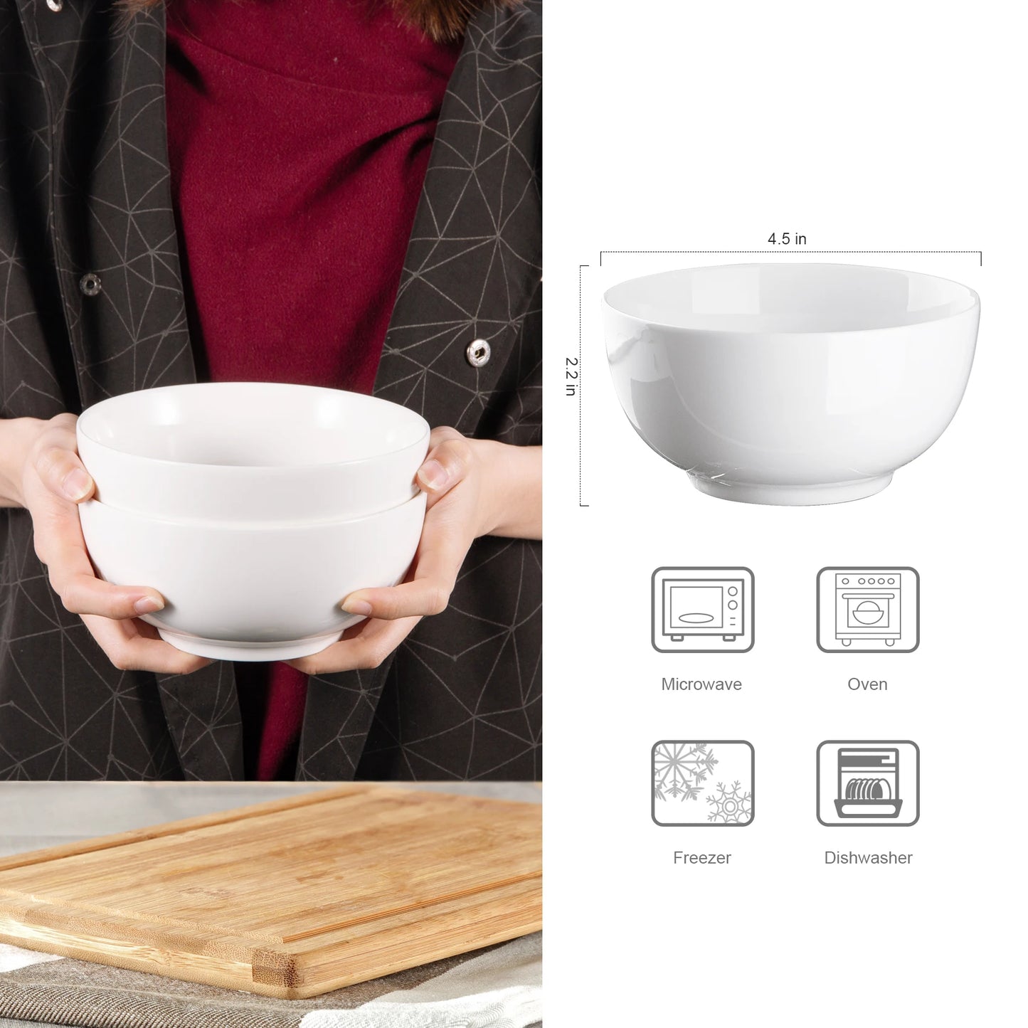 Porcelain Bowls Set 8 Pack Microwave And Dishwasher Safe - Home and Haven Store