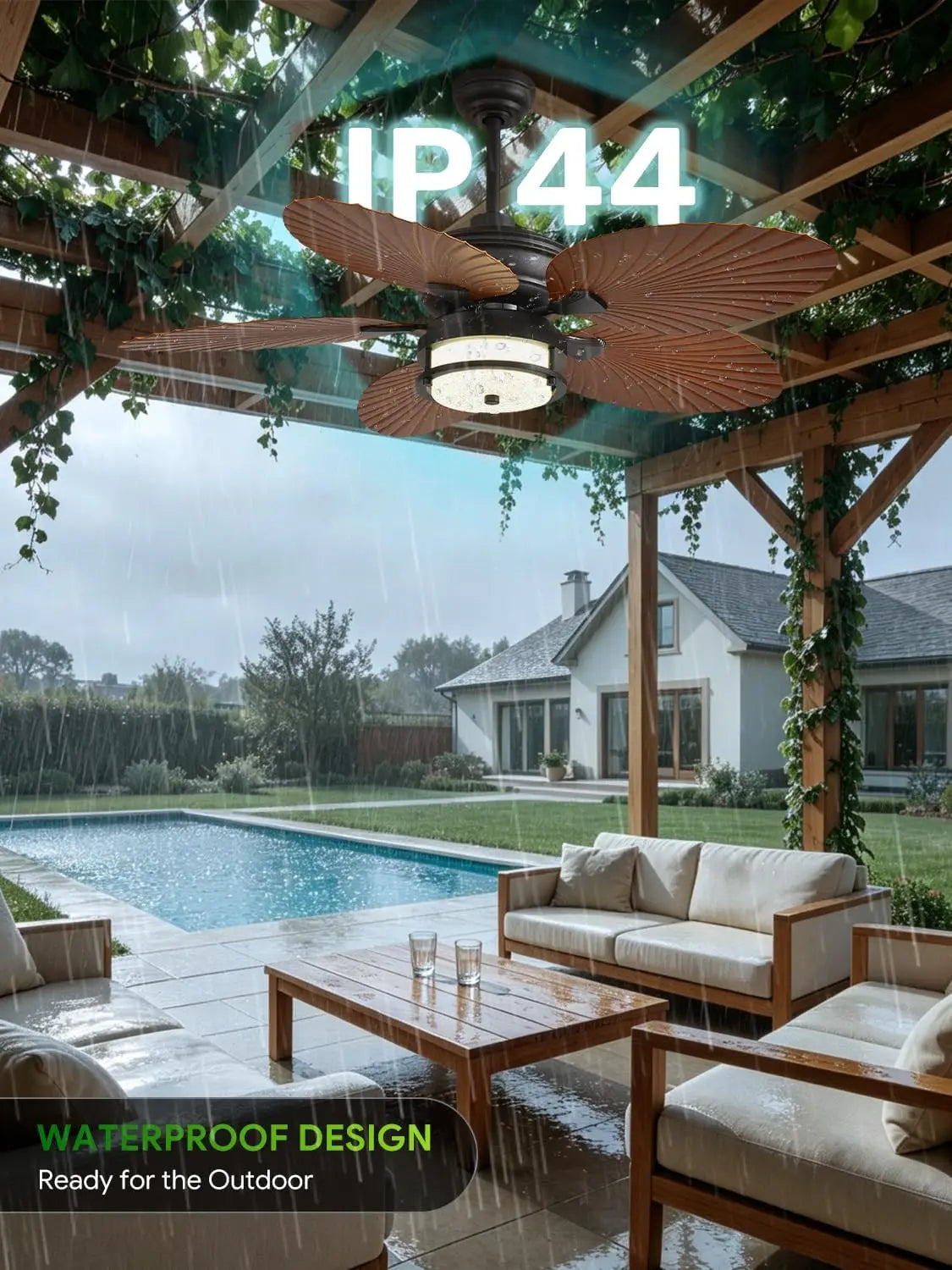 Orison Outdoor Ceiling Fan With Remote Control And Lights