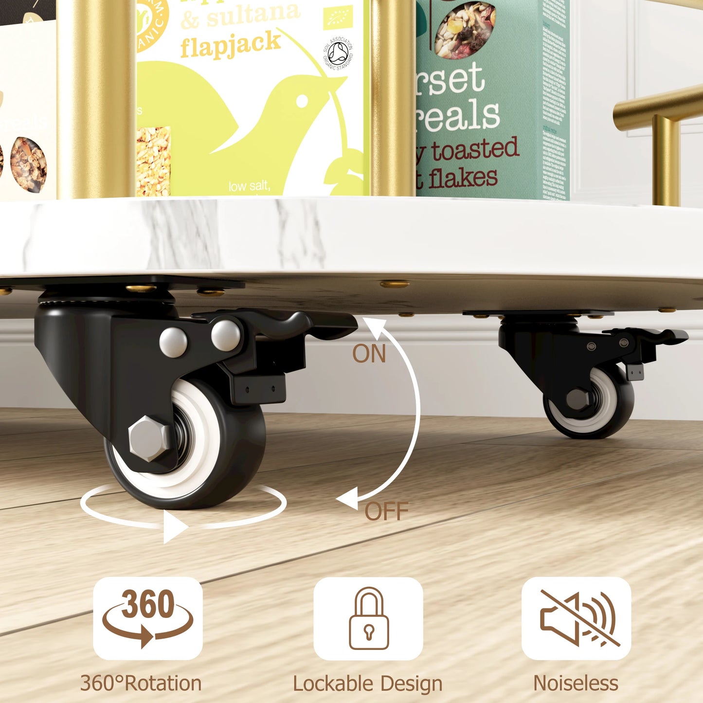 TWISTER.CK Four Tier Bar Cart With Wine Rack On Wheels