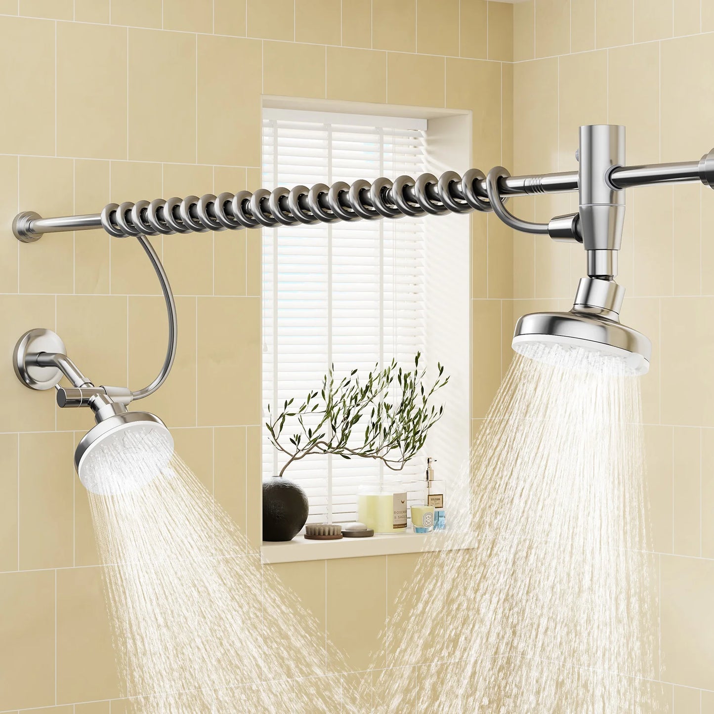 Tandem Shower Head For Couples With Original Adjustable Slider