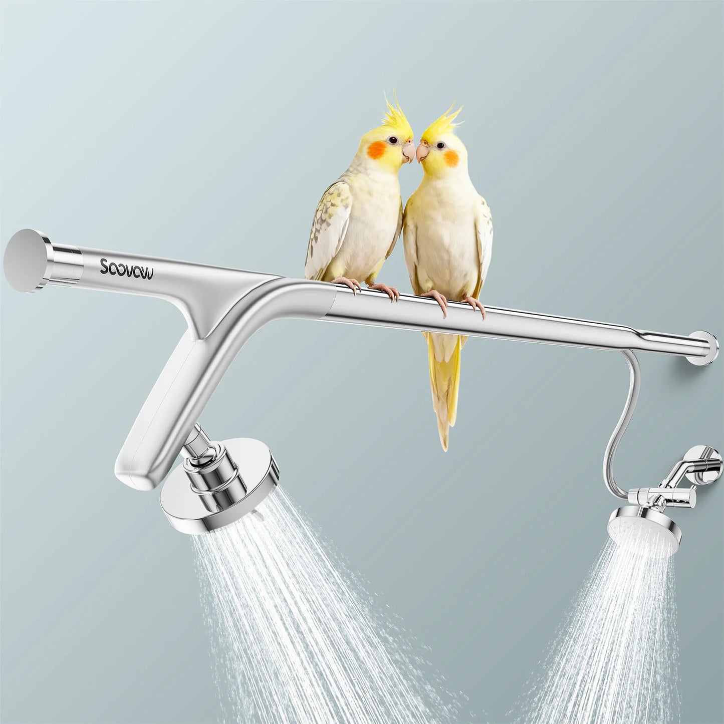 Dual Shower Head System For Two People Stainless Steel