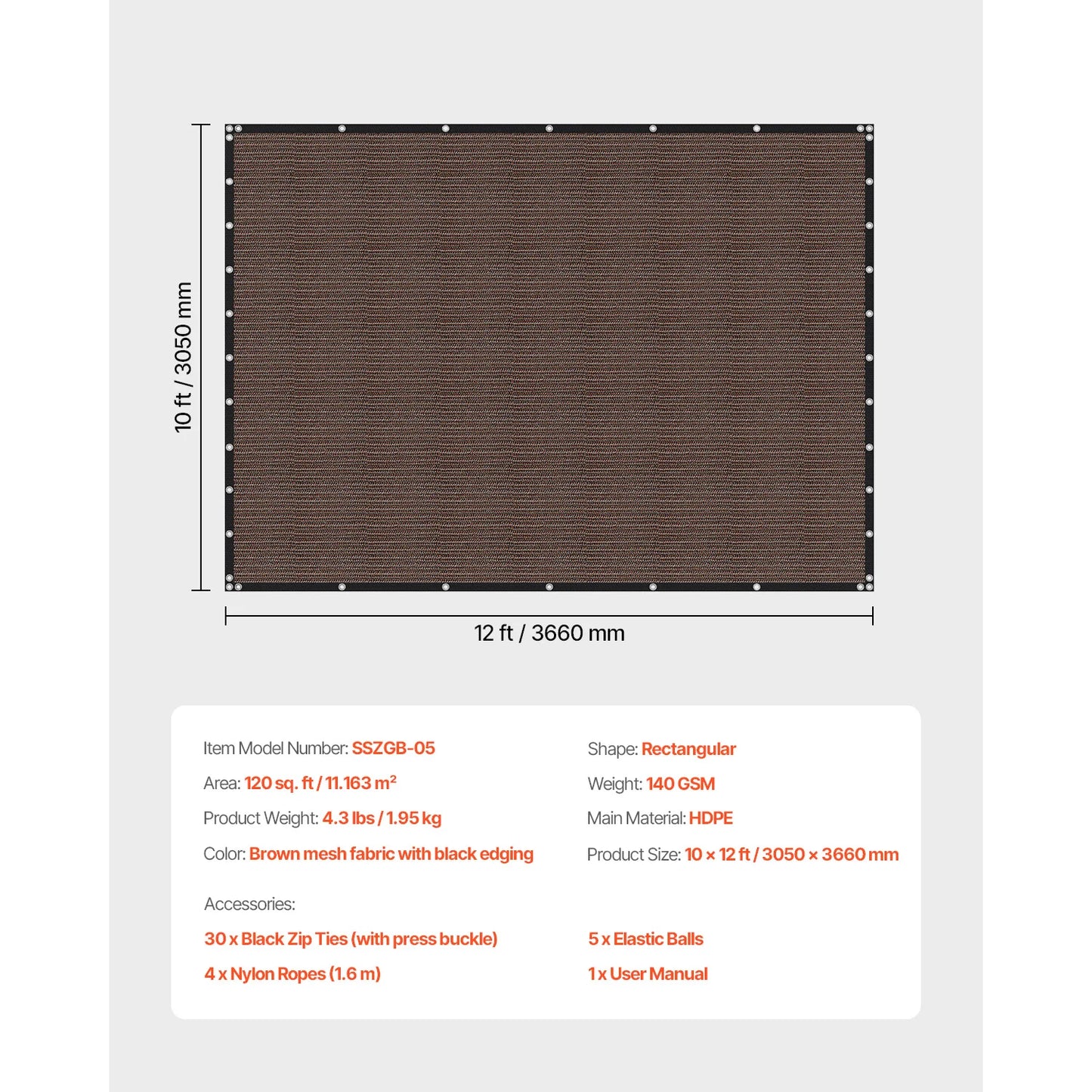 SucceBuy 90 Sun Shade Cloth 140 GSM HDPE Canopy Outdoor