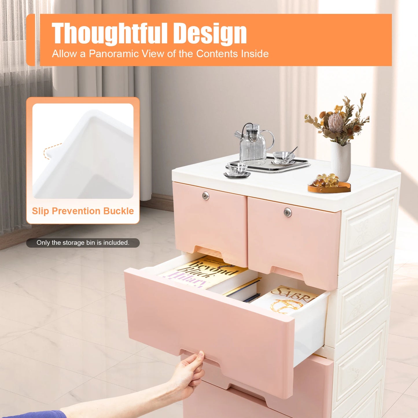 Plastic 5-Tier Storage Cabinet With 6 Lockable Drawers - Home and Haven Store