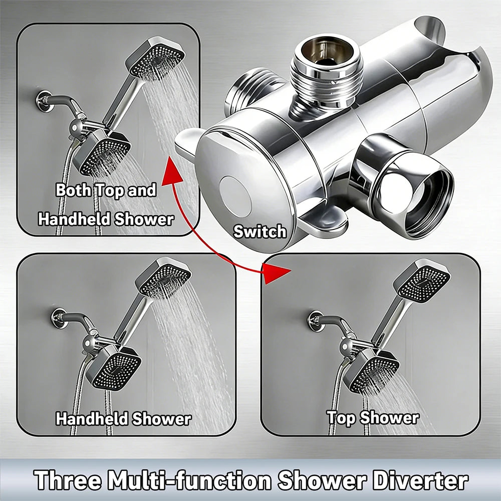 Wall Mounted Dual Shower Head Set With Three Way Valve