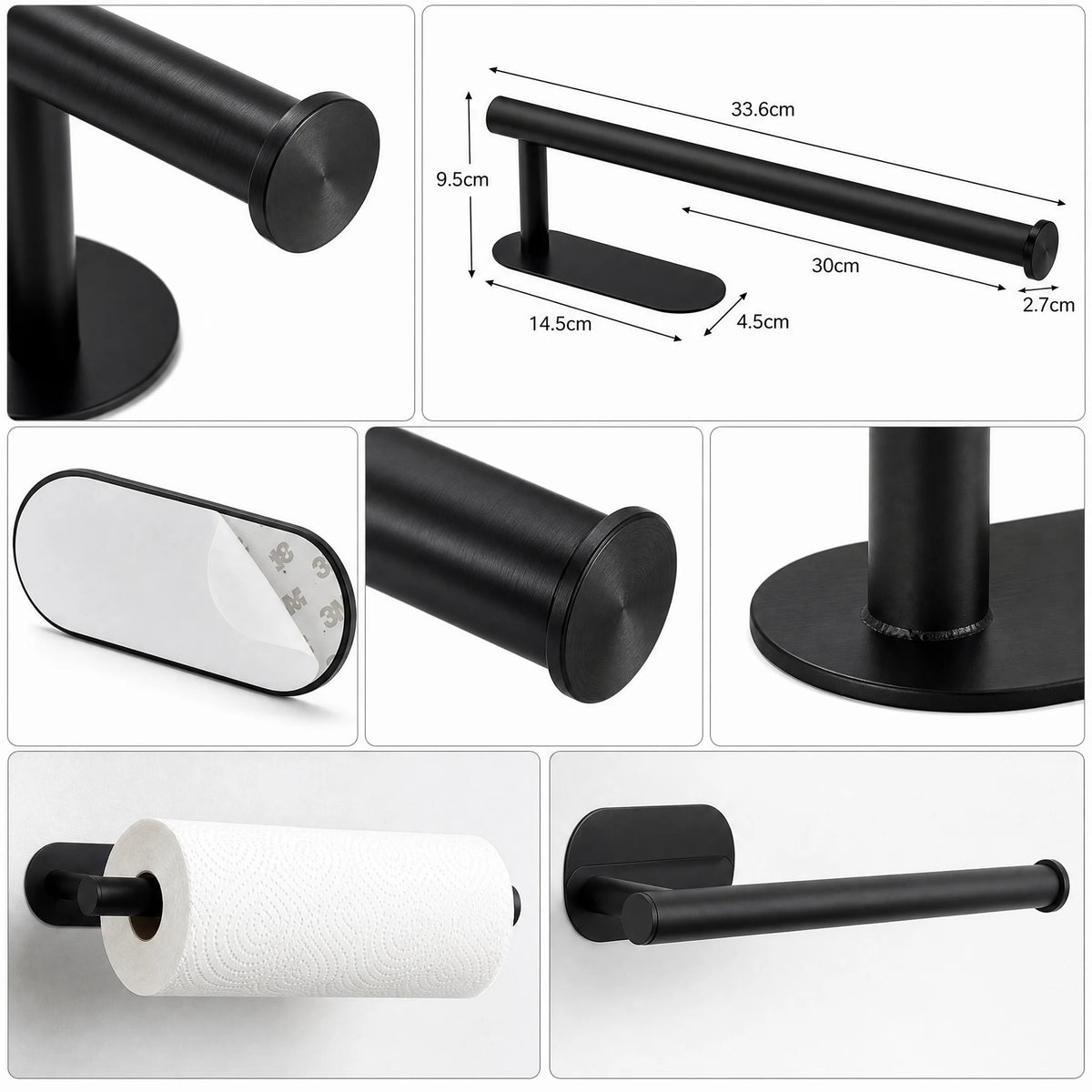 Adjustable Rust Proof Adhesive Paper Towel Holder Mount