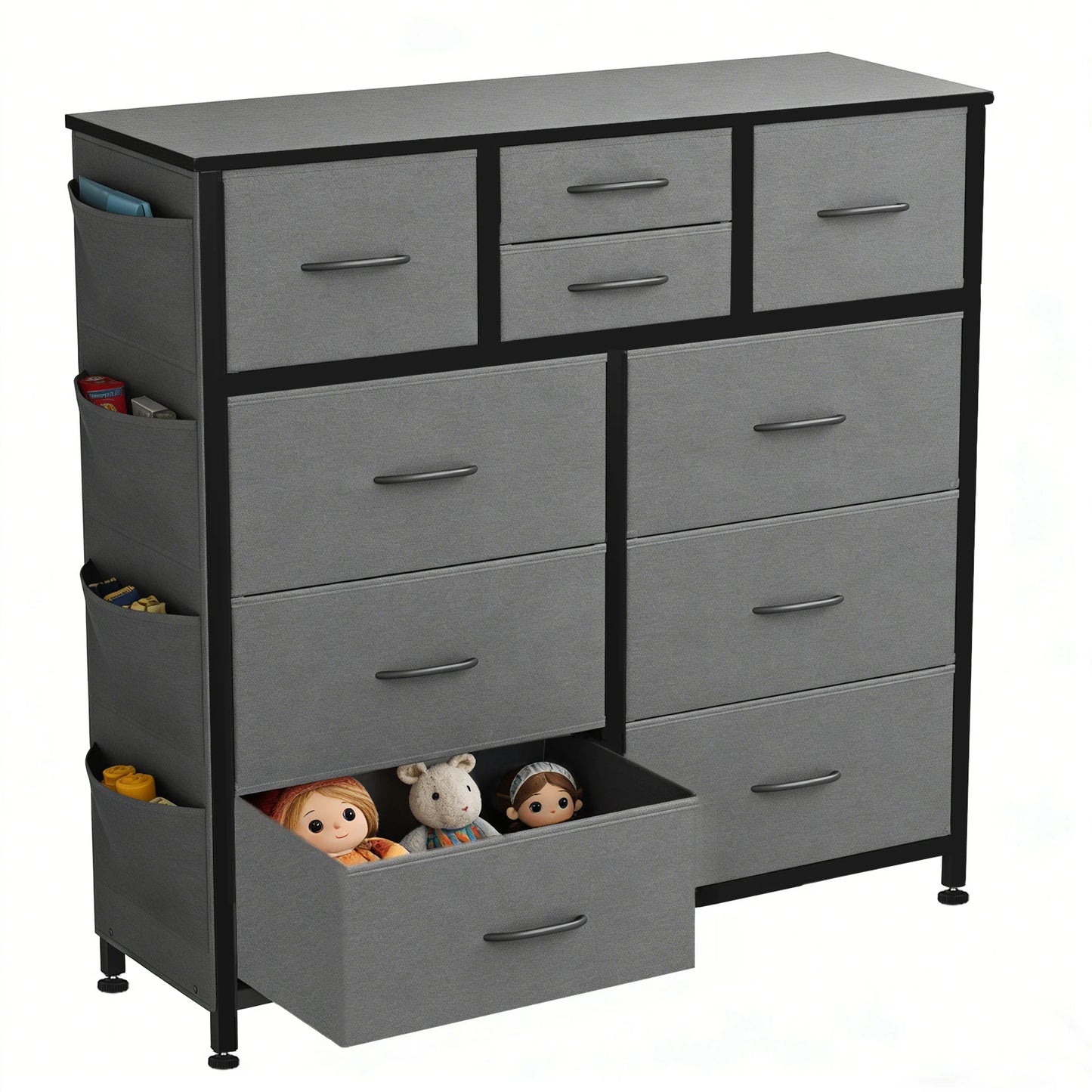 JHK Living Room 10 Fabric Drawer Cabinet With Steel Frame - Home and Haven Store