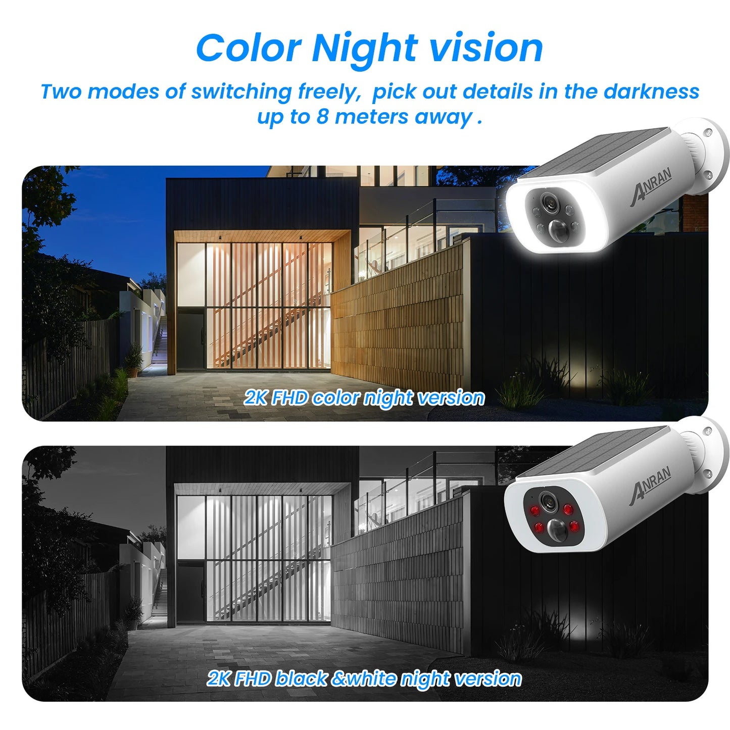 ANRAN 2K Solar Camera Set With Four Wireless Battery Cameras