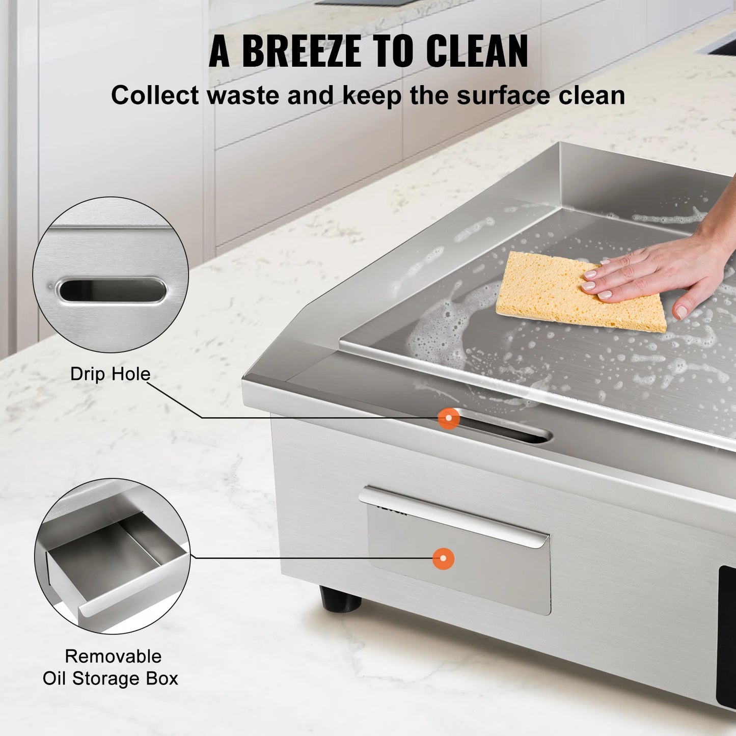 SucceBuy Commercial Electric Grill Teppanyaki Griddle With Temperature Control - Home and Haven Store