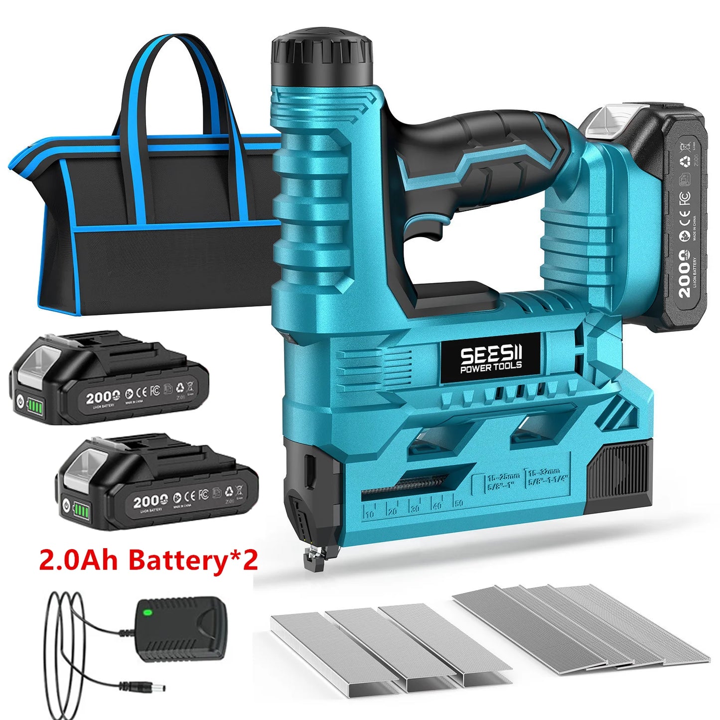 Seesii Cordless Brad Nail Gun With 1000 Nails And Batteries