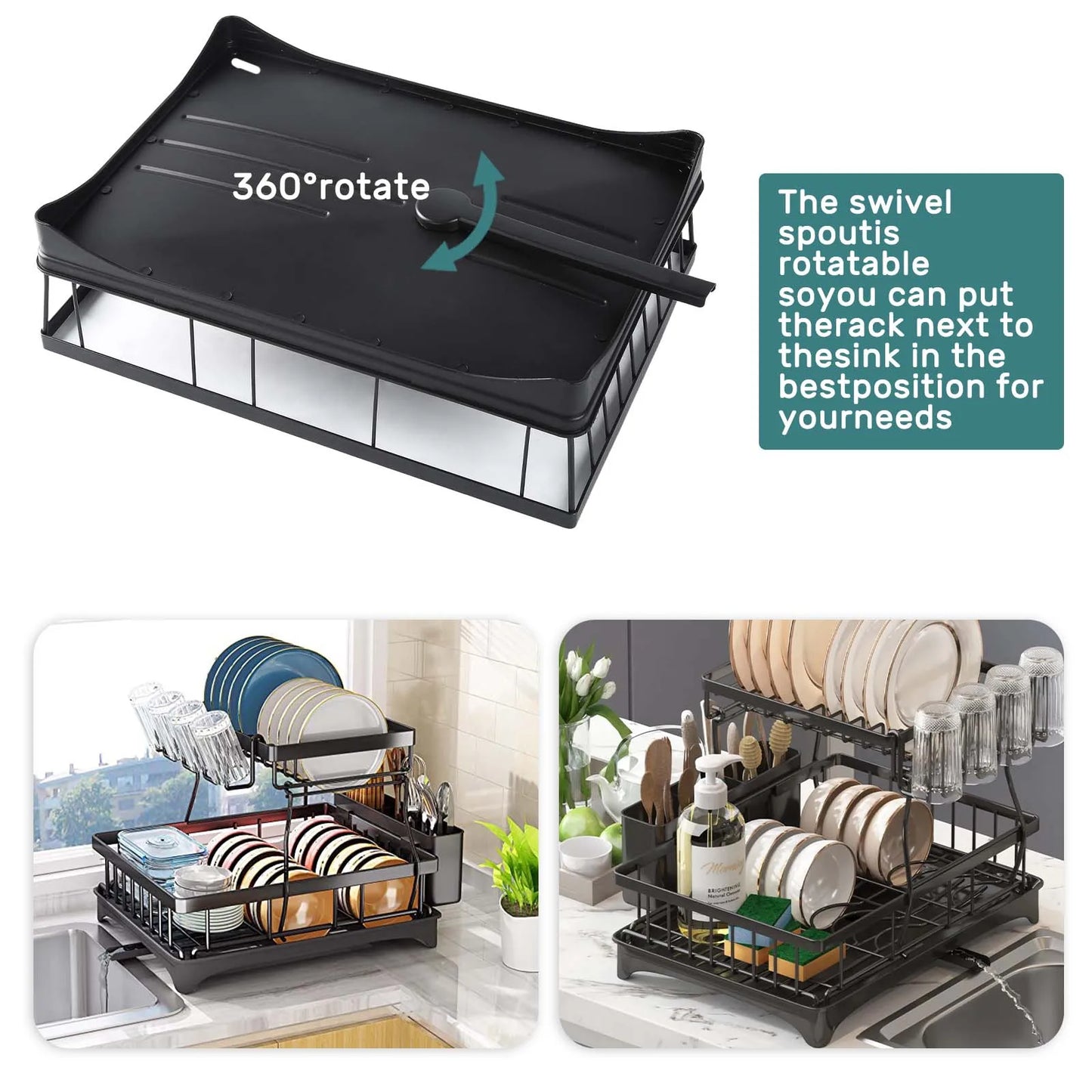 Two Tier Dish Drying Rack For Kitchen Countertop Removable Large Capacity - Home and Haven Store