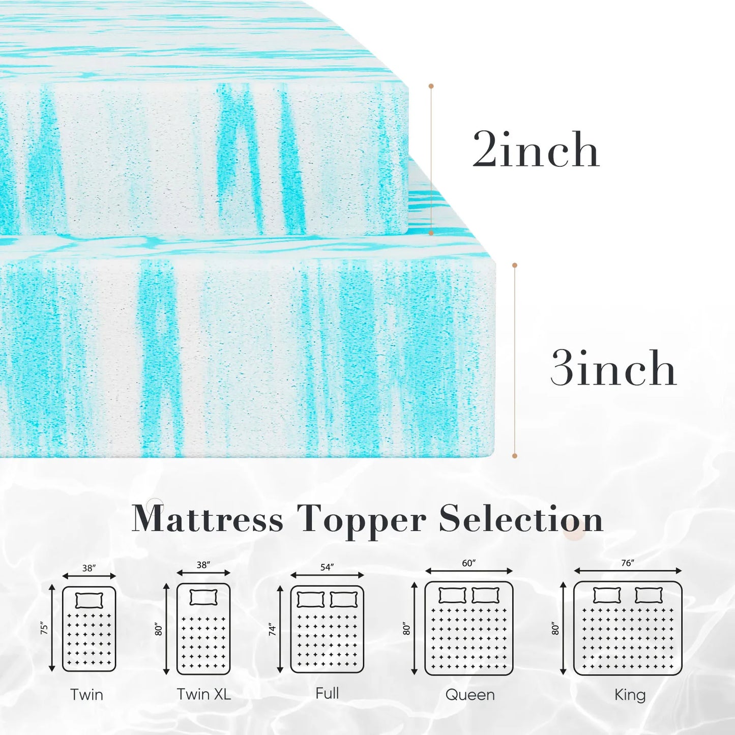 JHK Gel Cooling Memory Foam Mattress Topper Soft And Breathable - Home and Haven Store