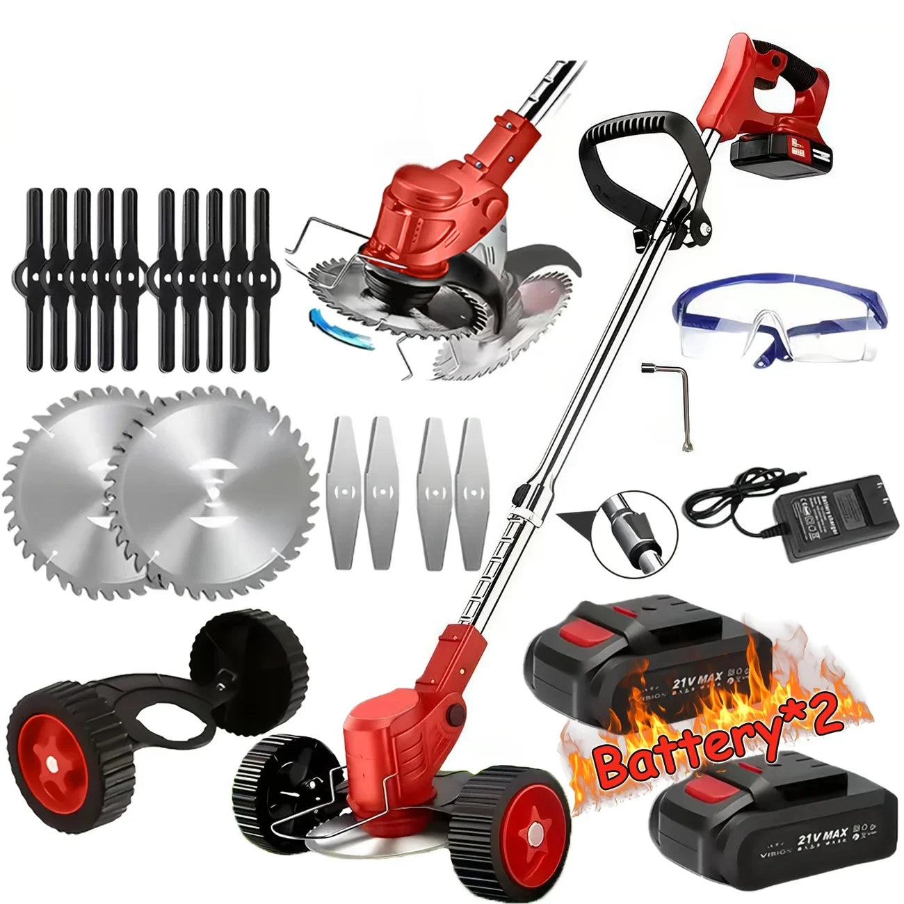 Cordless Lawn Trimmer And Edger With Brush Cutter For Garden