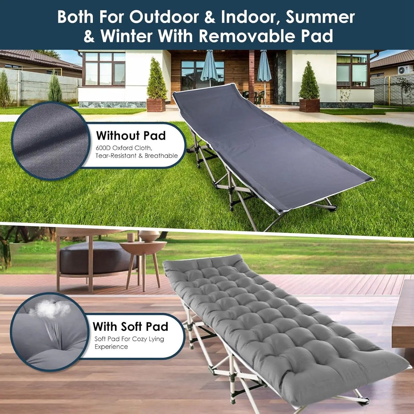 Foldable Portable Outdoor Lounge Chair With Pearl Foam Mattress - Home and Haven Store