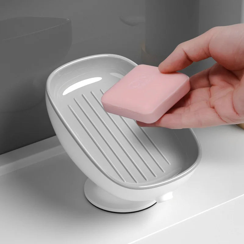 Drainable Suction Soap Dish Holder For Bathroom And Kitchen