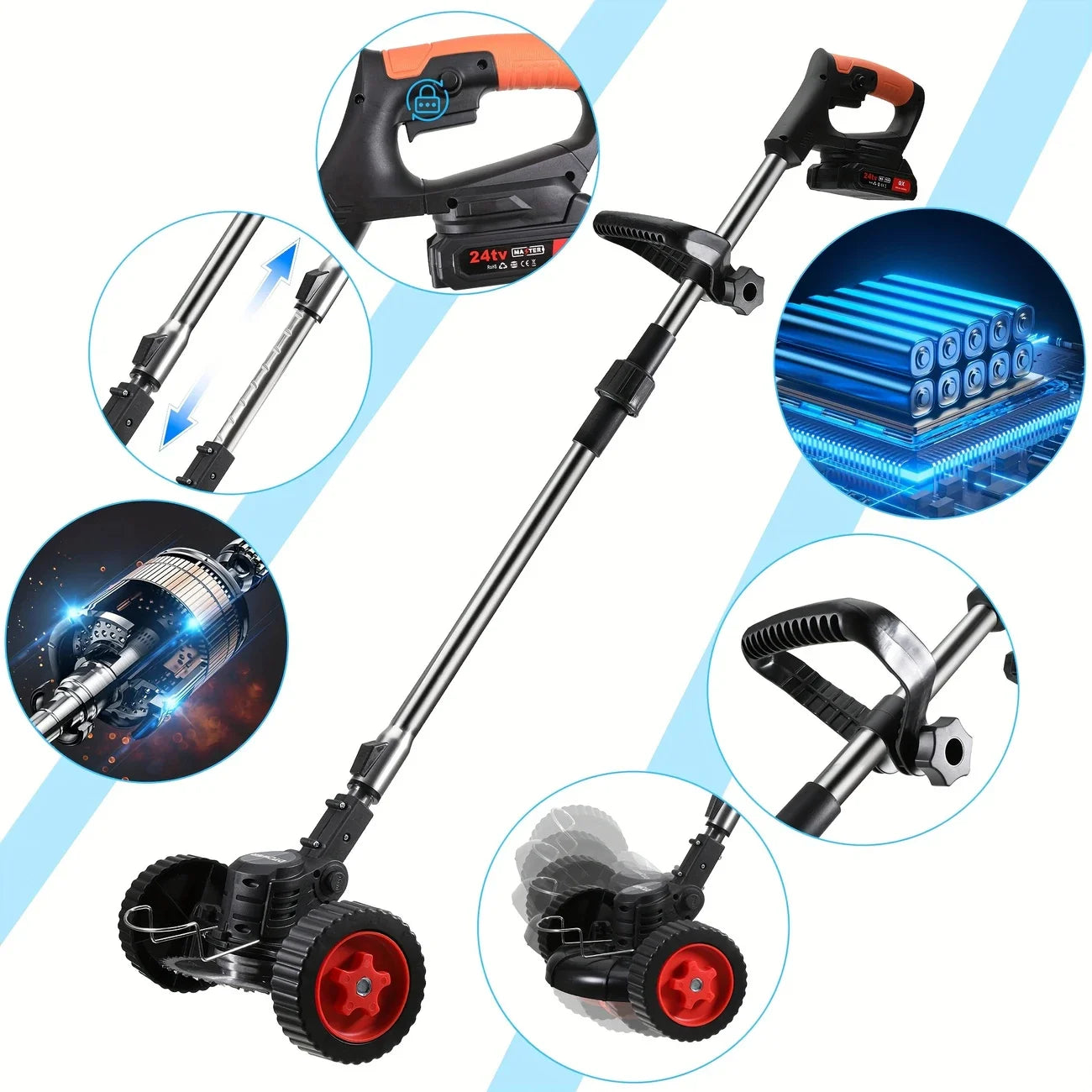 Cordless Lawn Trimmer And Edger With Brush Cutter For Garden