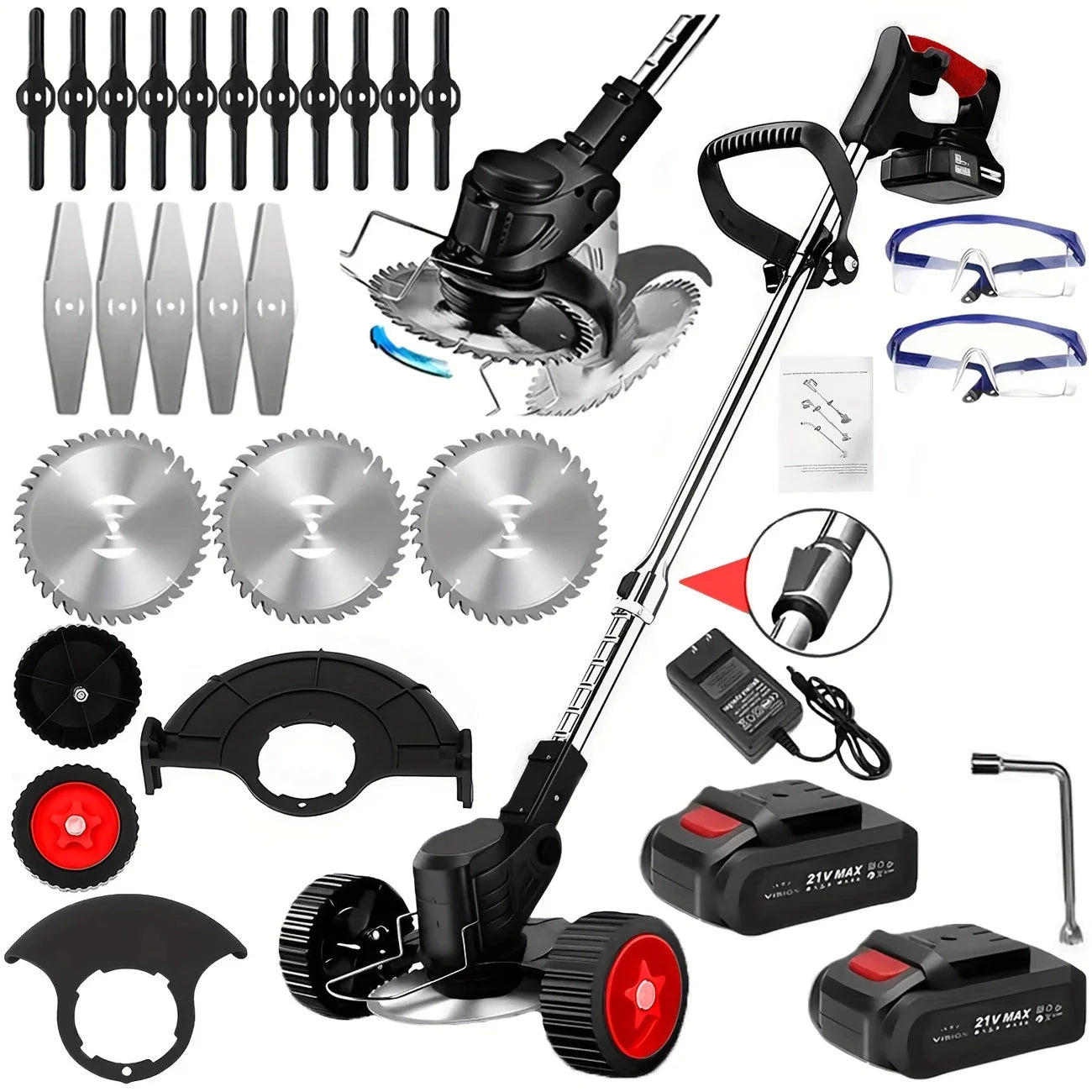 Cordless Lawn Trimmer And Edger With Brush Cutter For Garden