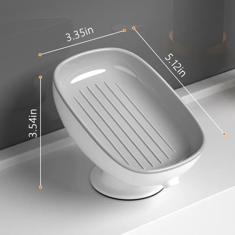 Drainable Suction Soap Dish Holder For Bathroom And Kitchen