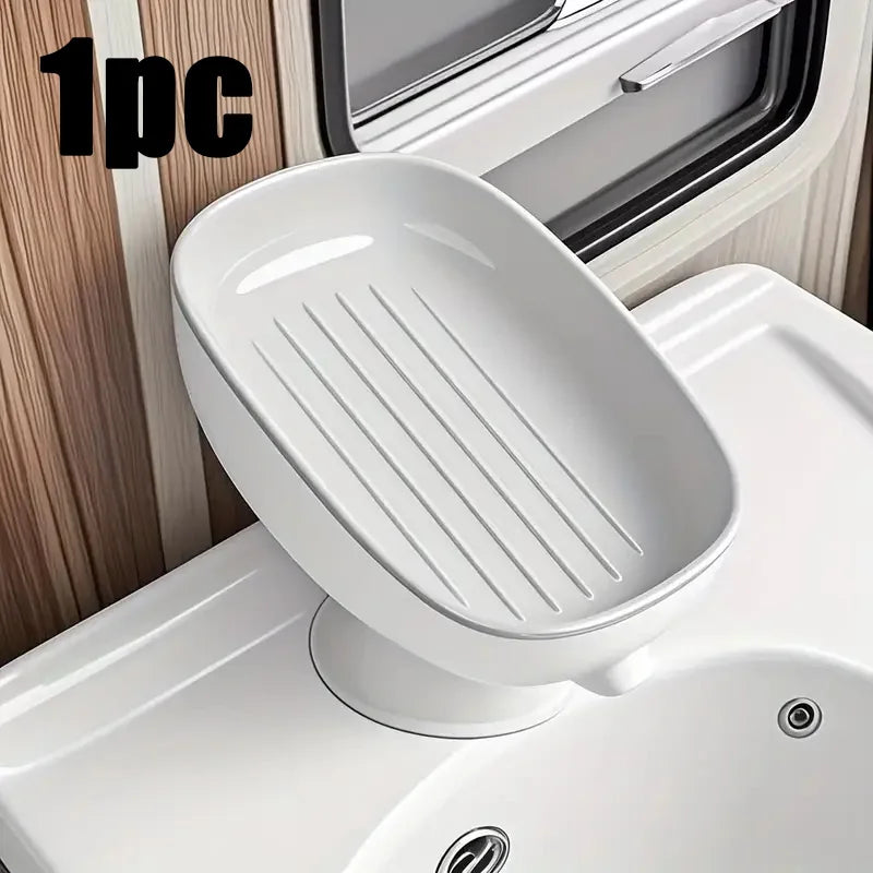 Drainable Suction Soap Dish Holder For Bathroom And Kitchen