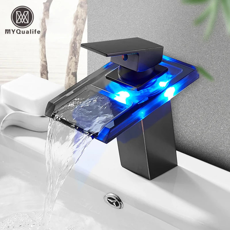 MYQualife Single Handle Led Color Changing Basin Faucet