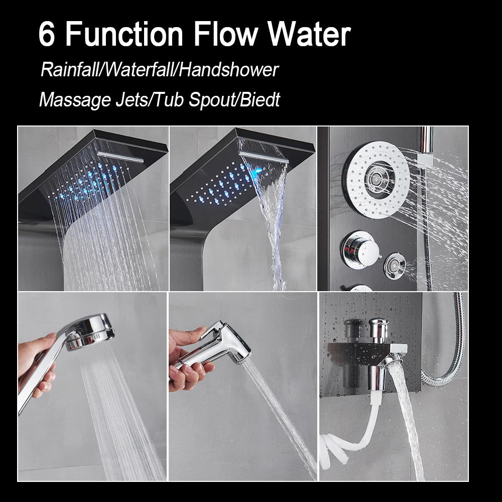 Myqualife Led Shower Column With Brass Valve And Rain Panel