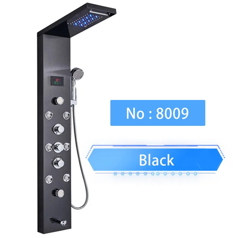 Shinessia Luxury Led Shower Panel With Dual Control Massage Jets