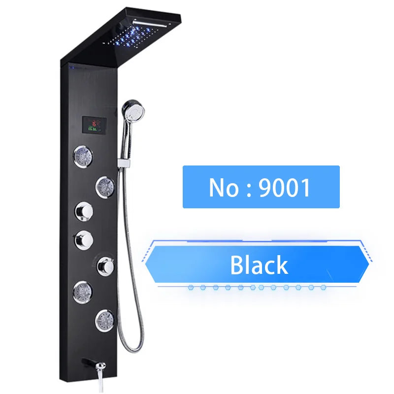 Shinessia Luxury Led Shower Panel With Dual Control Massage Jets