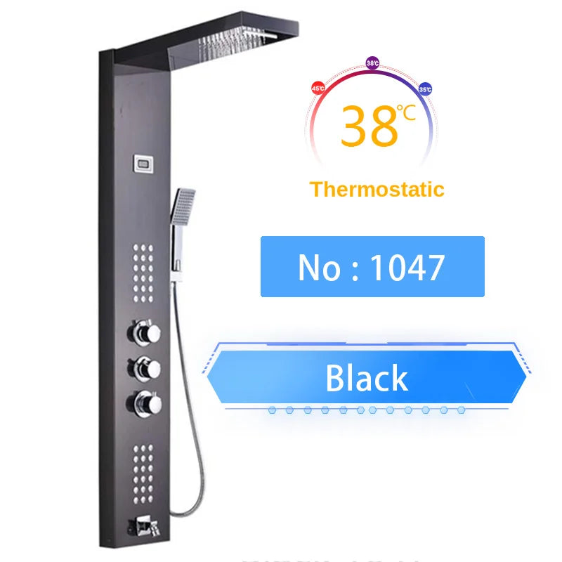 Shinessia Luxury Led Shower Panel With Dual Control Massage Jets