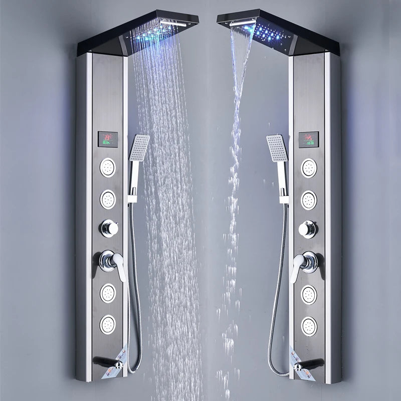 Shinessia Luxury Led Shower Panel With Dual Control Massage Jets