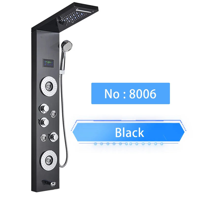 Shinessia Luxury Led Shower Panel With Dual Control Massage Jets