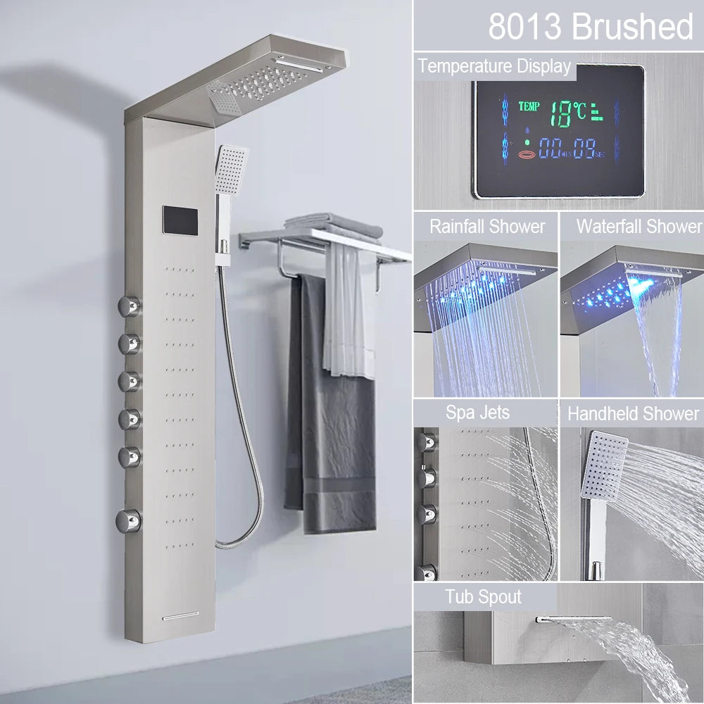 Myqualife Led Shower Column With Brass Valve And Rain Panel