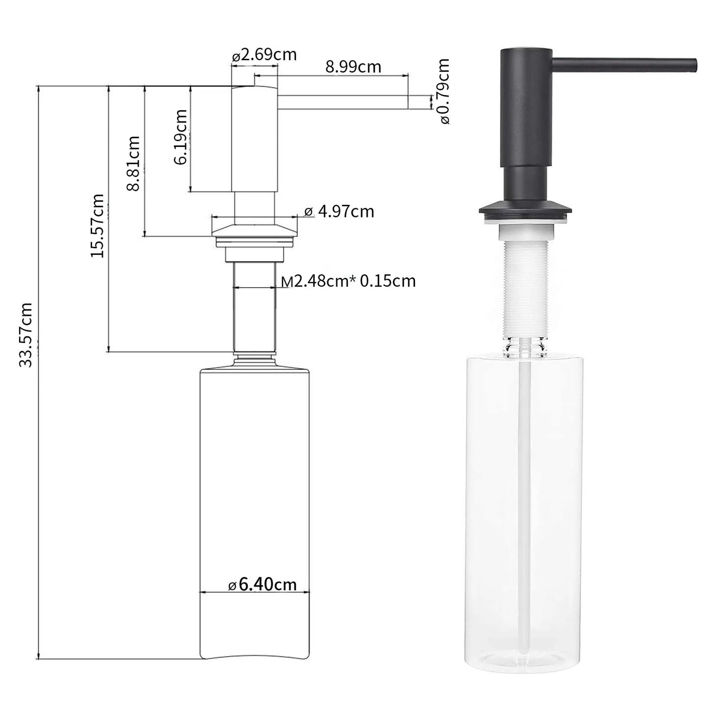 SAMODRA Brass Pump Soap Dispenser With Built In Bottle Kitchen