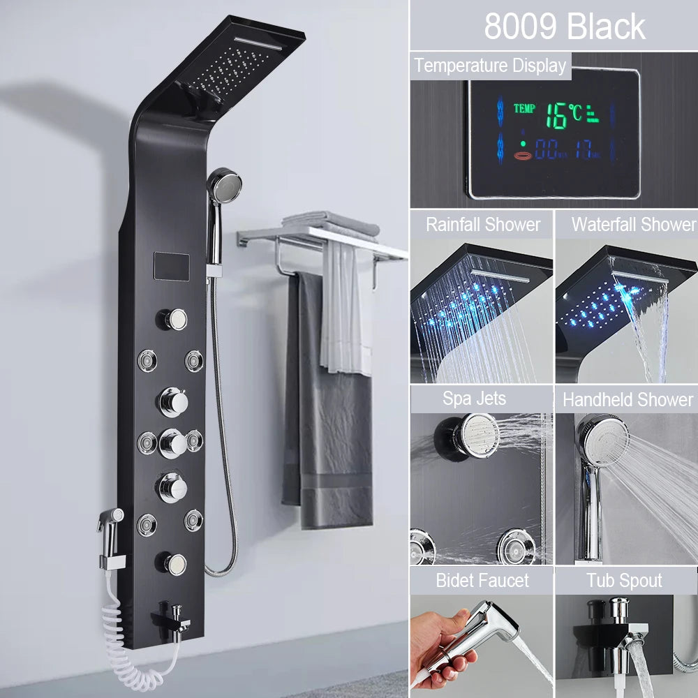 Myqualife Led Shower Column With Brass Valve And Rain Panel