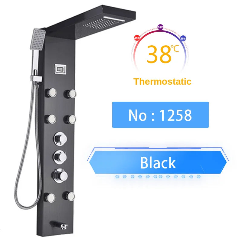 Shinessia Luxury Led Shower Panel With Dual Control Massage Jets