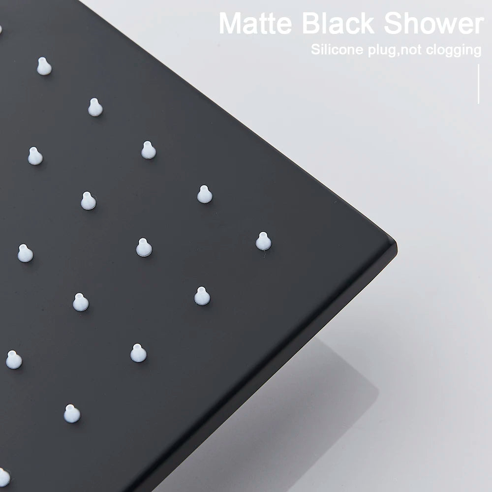 MYQualife LED Rainfall Shower Head Ceiling Mounted Solid Brass