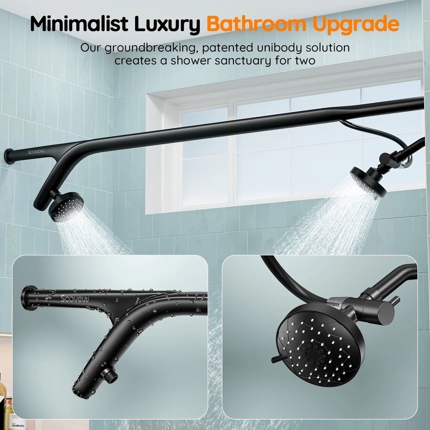 Dual Shower Head System For Two People Stainless Steel