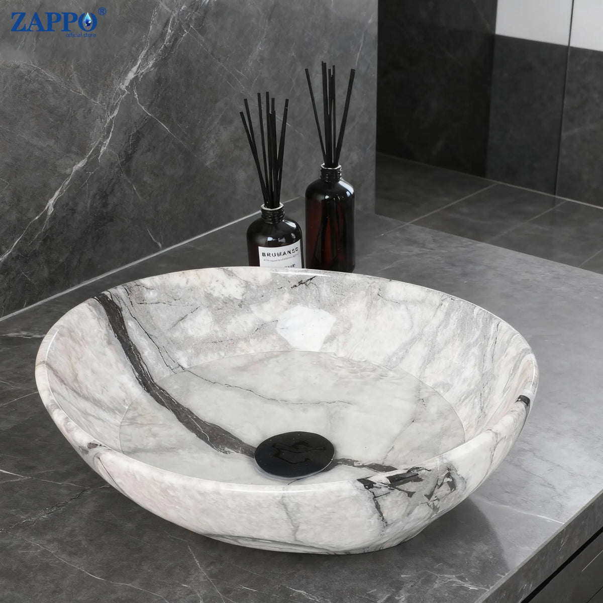 Mekkhala Ceramic Vessel Bathroom Sink With Waterfall Faucet