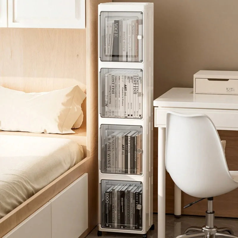 Nifogo 5 Tier Slim Rolling Storage Cabinet With Clear Doors