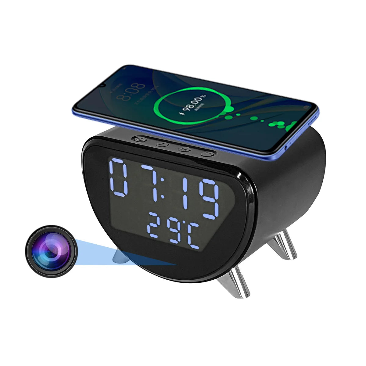 Ouvis 4K WiFi Clock Camera Wireless Charging App Control
