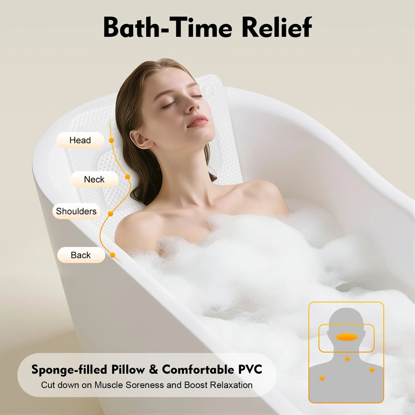 Bathtub Mat With Pillow PVC Bath Cushion Lightweight And Washable - Home and Haven Store