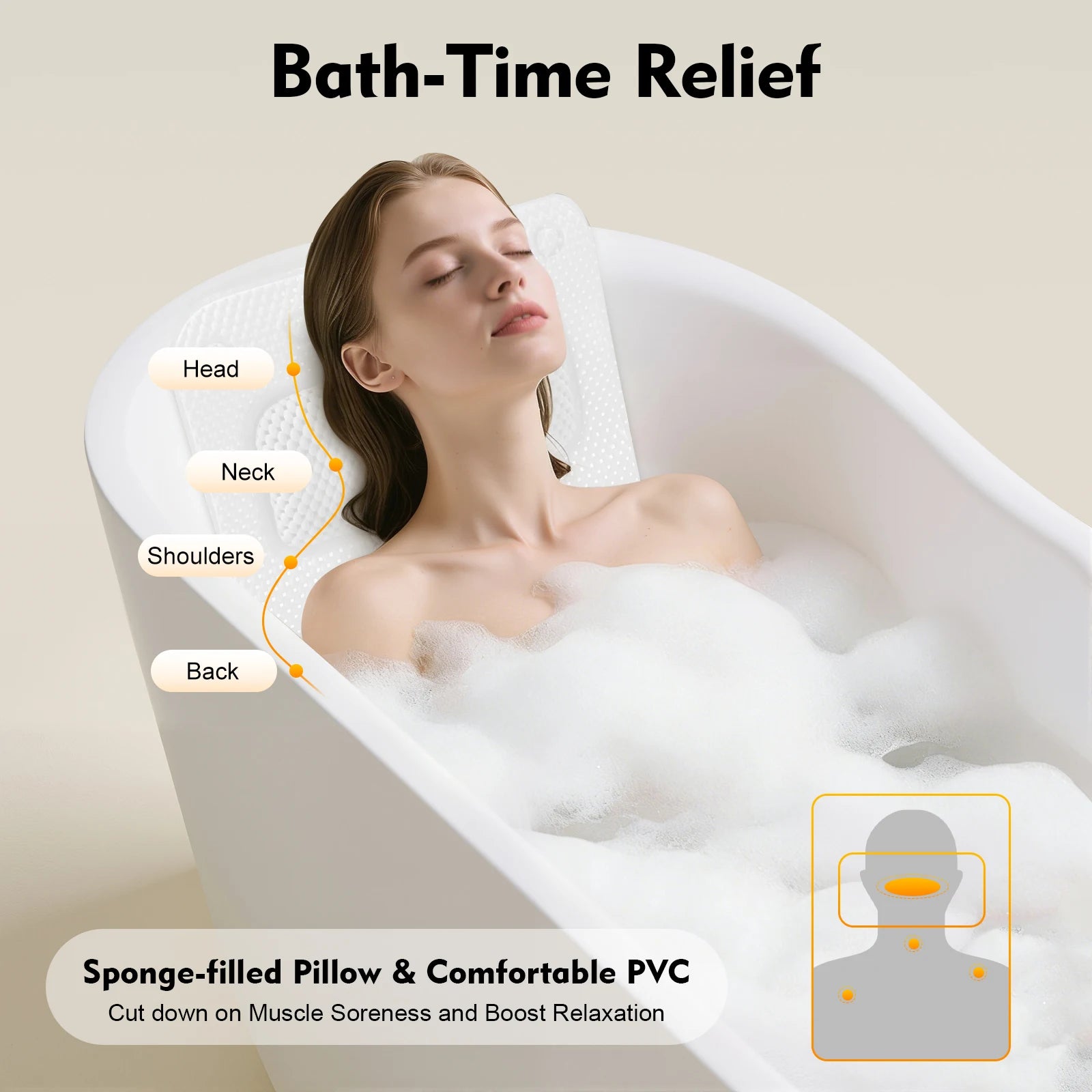 Bathtub Mat With Pillow PVC Bath Cushion Lightweight And Washable - Home and Haven Store