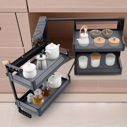 Pull Out Lazy Susan Corner Cabinet Organizer, Heavy Duty Basket