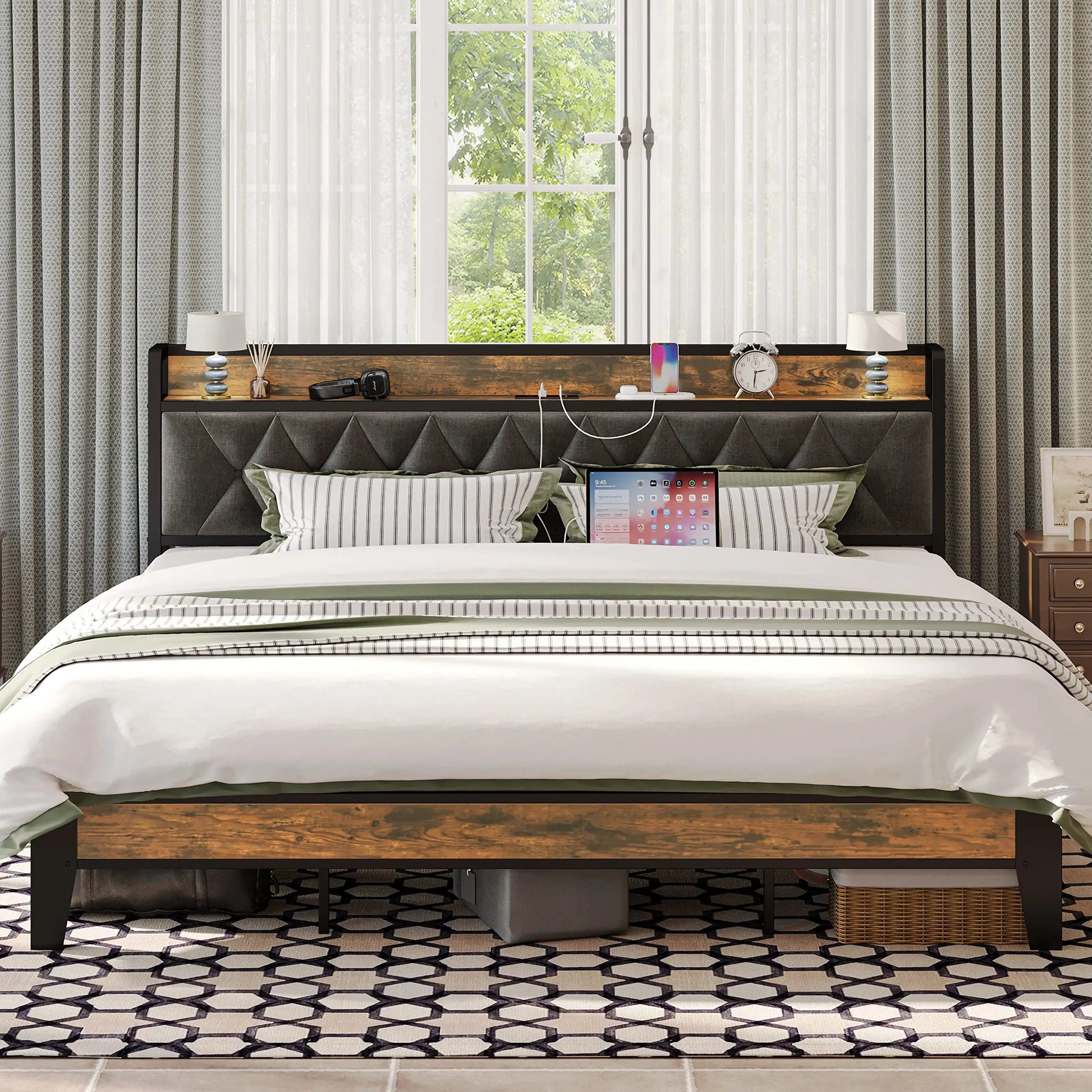 Anctor Bed Frames With Storage Headboard Outlets No Box Springs - Home and Haven Store