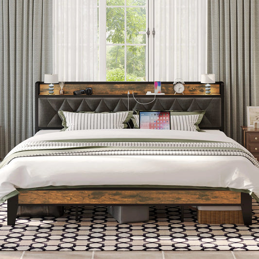 Anctor Bed Frames With Storage Headboard Outlets No Box Springs - Home and Haven Store