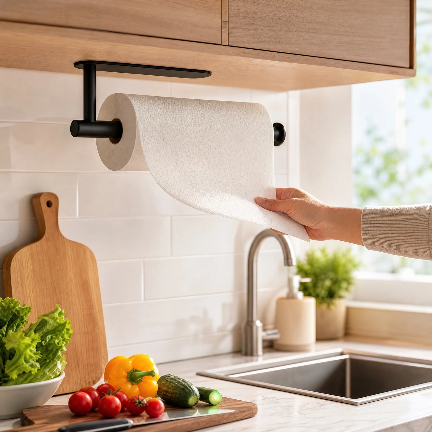 Adjustable Rust Proof Adhesive Paper Towel Holder Mount